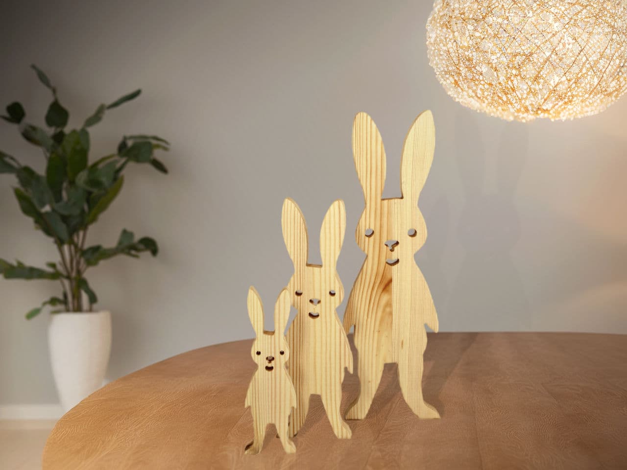 Deko Hase Kiefernholz 3er Set - Bild 1