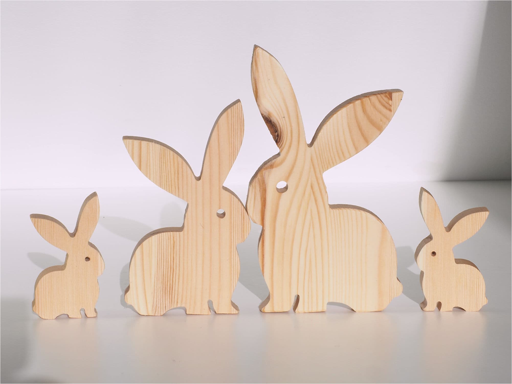 Hasen Kiefernholz 4er Set - Bild 1