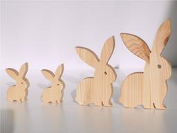 Hasen Kiefernholz 4er Set - Bild 2